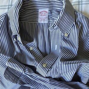 Blue and White Striped Button-Up Shirt